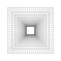 Room, hall, studio or portal wireframe in perspective. Box grid structure. Mesh in 3D dimension. Engineering, architecting or technical scheme. Isometric cell frame. vector
