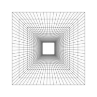 Room, hall, studio or portal wireframe in perspective. Box grid structure. Mesh in 3D dimension. Engineering, architecting or technical scheme. Isometric cell frame. vector