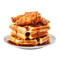 Chicken and Waffles against transparent background png