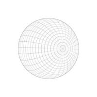 3D sphere wireframe. Planet Earth model. Spherical shape. Grid ball isolated on white background. Globe figure with longitude and latitude, parallel and meridian lines. vector