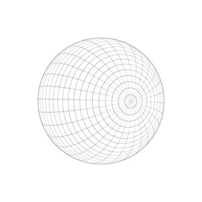 3D sphere wireframe. Planet Earth model. Spherical shape. Grid ball isolated on white background. Globe figure with longitude and latitude, parallel and meridian lines.