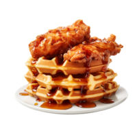 Chicken and Waffles against transparent background png