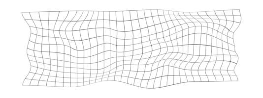 Distorted grid texture. Mesh warp. Net surface with deformation effect. Checkered psychedelic pattern. Bented lattice isolated on white background vector