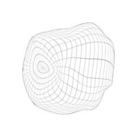 Deflated 3D sphere icon. Distorted wireframe of Earth globe isolated on white background. Planet climate changing concept. Deformation of ball grid vector