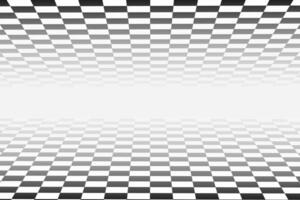 Horizontal infinity floor and ceiling checkered textures in perspective. Top and bottom tiled planes with squared pattern. Geometric design with black and white squares. vector