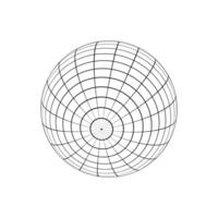 3D sphere wireframe. Orbit model, spherical shape, gridded ball. Earth globe figure with longitude and latitude, parallel and meridian lines isolated on white background. vector