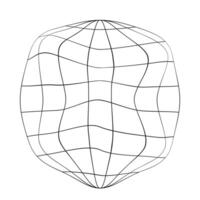 Deflated globe icon. Distorted wireframe of Earth planet isolated on white background. Climate changing concept. Global ecological catastrophe idea. vector