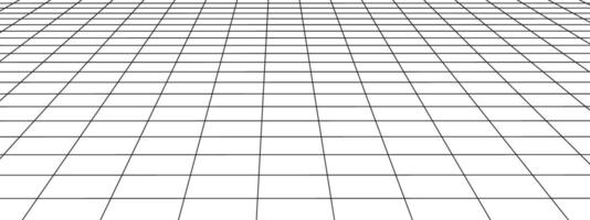 Horizontal perspective grid. Tile floor texture. Checkered plane pattern. Squared surface. Geometric design. Mesh background. Room wireframe. vector