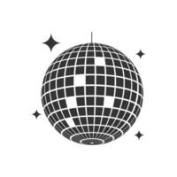 Glittering mirror disco ball icon. Sparkling nightclub party sphere isolated on white background. Dance music event discoball. Mirrorball in discotheque style. Nightlife symbol. vector