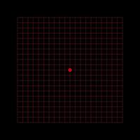 Amsler grid with red squares on black background. Template of graphic test to monitoring visual field and detecting vision defects. Ophthalmologic diagnostic tool. vector