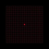 Amsler grid with red squares on black background. Template of graphic test to monitoring visual field and detecting vision defects. Ophthalmologic diagnostic tool. vector