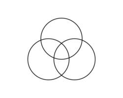 Venn diagram icon with 3 overlapped circles. Template for business chart, marketing presentation, analytics schema, infographic layout. Set theory sign. vector