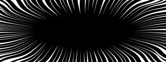 Swirled radial white lines on black background. Twisted comic attention template. Shock, splash, surprise, bang, explosion, scream, burst effect. Manga book page design. vector