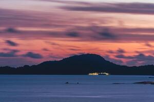 Beautiful sunset at the coast of Santos, Brazil. photo