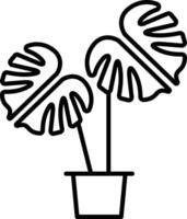 Monstera Deliciosa plant outline illustration vector