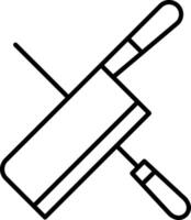 knife and skewer outline illustration vector