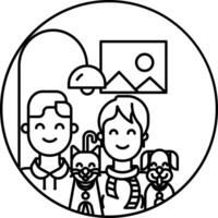 family pet outline illustration vector