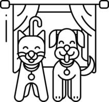 Dog and cat outline illustration vector