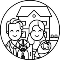 Family outline illustration vector