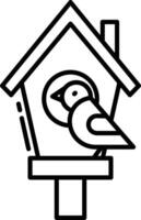 pájaro casa contorno ilustración vector