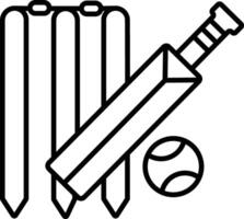 cricket wicket bat outline illustration vector