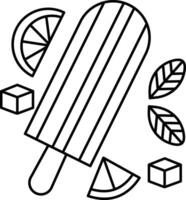 Lemon Ice lolly outline illustration vector