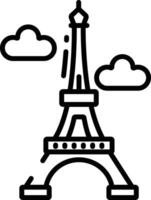 Eiffle tower outline illustration vector