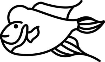 Flower horn Fish outline illustration vector