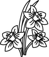 daffodil flower outline illustration vector