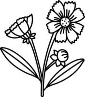 Tickseed flower outline illustration vector