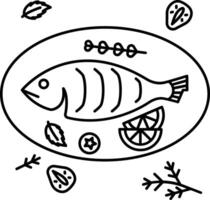 Baked fish outline illustration vector