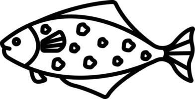 Halibut Fish outline illustration vector