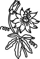 Passion flower outline illustration vector