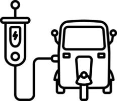 eléctrico auto contorno ilustración vector