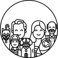 Big Family outline illustration vector