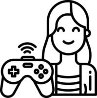 Gamer woman outline illustration vector