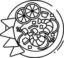 Ceviche outline illustration vector