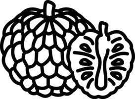 Custard apple cut outline illustration vector