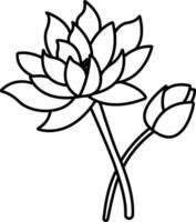 Lotus flower outline illustration vector