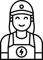 Female mechanic outline illustration vector