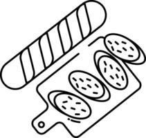 Baguette outline illustration vector