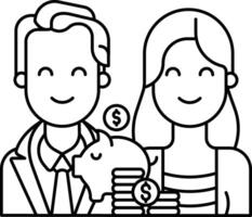 investment Couple outline illustration vector