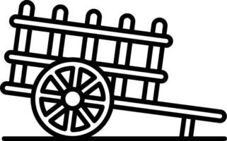 Bullock cart outline illustration vector