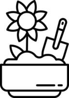 Flower potting outline illustration vector