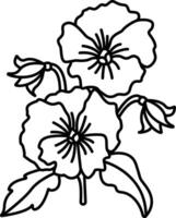 pansy flower outline illustration vector