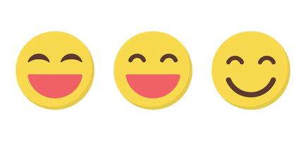 risa y sonrisa emoji icono en plano estilo. riendo y sonriente emoticon concepto vector