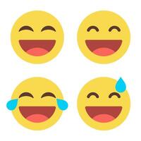 Laugh emoji icon set in flat style. Laughing, LOL emoticon concept vector