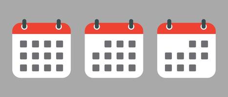 calendario, fecha icono conjunto en plano diseño. recordatorio, evento concepto vector