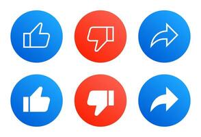 Like, dislike, and share icon in gradient style. Social media elements vector