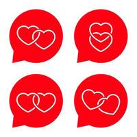 Two heart icon on speech bubbles. Couple love concept vector